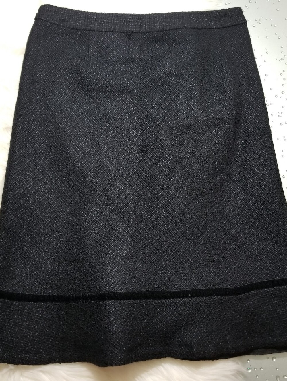 Gap Black Wool Blend A-Line Skirt Size 6 Velvet Trim - Picture 3 of 6